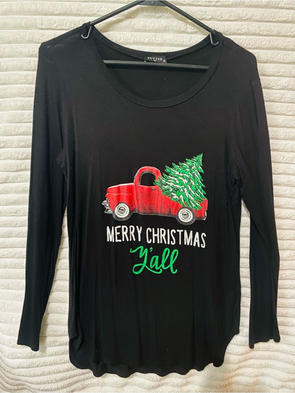 Merry Christmas Y'all Long Sleeve Tee - Black